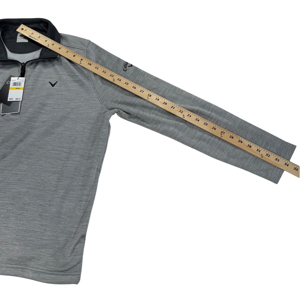 Callaway Mens Medium Heather Gray 1/4 Zip Pullover Long Sleeve Golf Sweater New - Picture 11 of 11